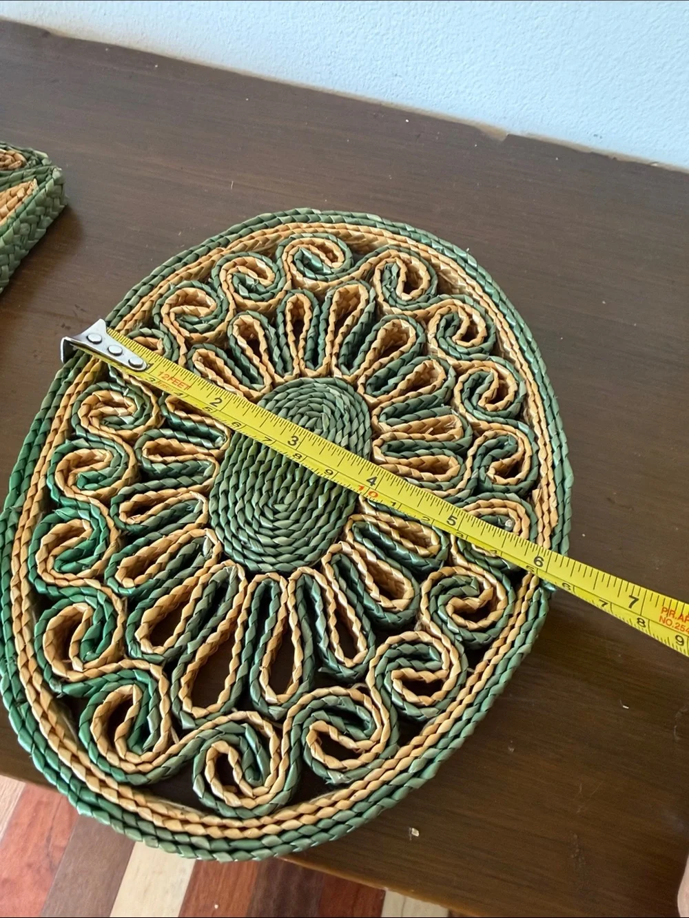 Handwoven Decorative Woven Trivets - Green and Natural Set